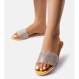Chanclas amarillas decoradas con pedrería Guilmette amarillo 3