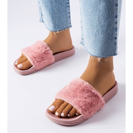 Chanclas rosas con pelo de Raffaele rosado 1