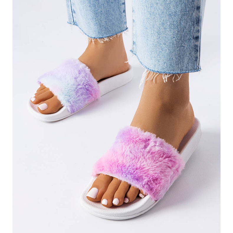 Chanclas de colores con pelo de Raffaele multicolor 1