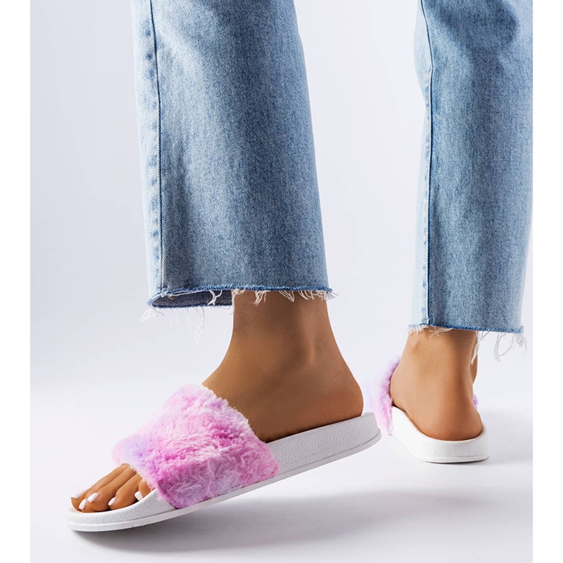 Chanclas de colores con pelo de Raffaele multicolor 2