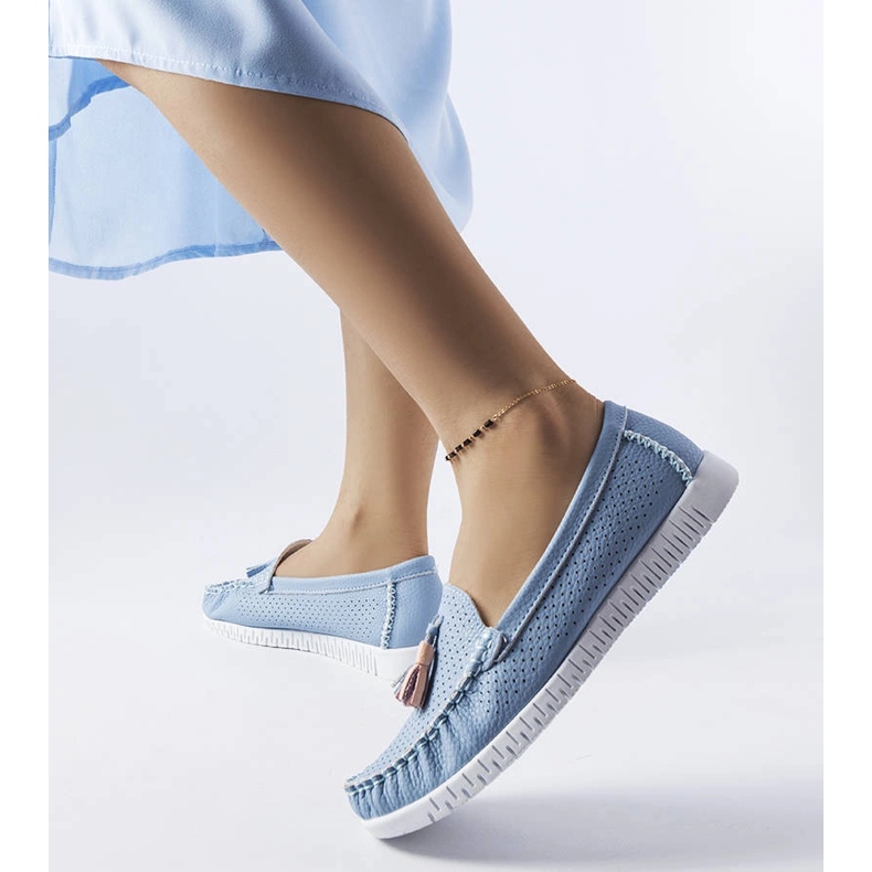 Mocasines Maryville de piel azul 1