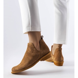 Botines Karino piel calada caramelo marrón 1 Botines Karino piel calada caramelo marrón 1