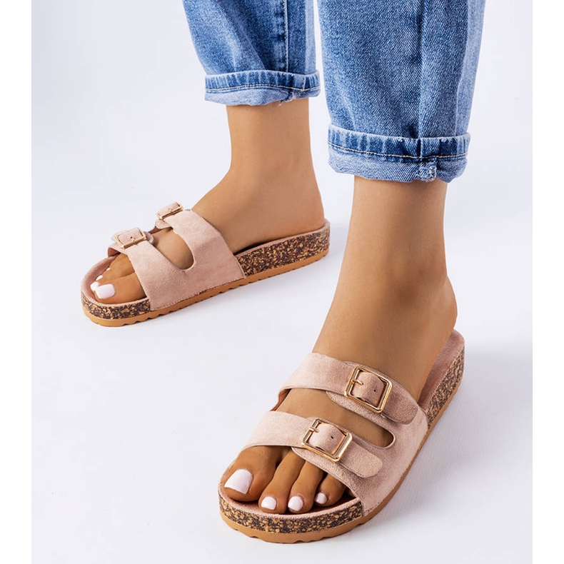 Goodin Chanclas beige con suela de corcho de Cincinna 1