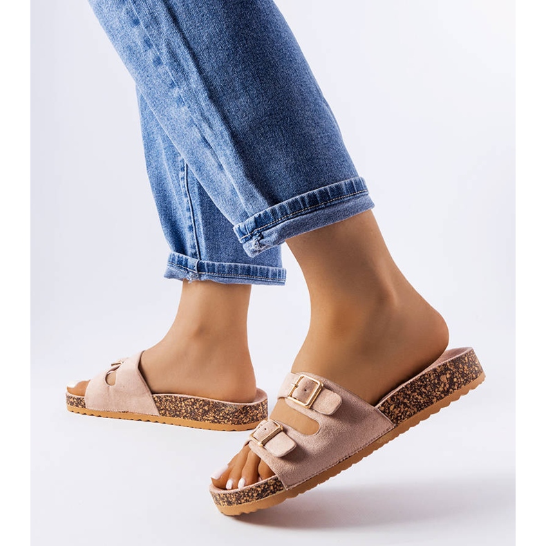 Goodin Chanclas beige con suela de corcho de Cincinna 2