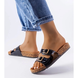 Chanclas negras con suela de corcho de Cincinna negro 2