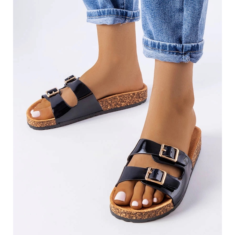 Chanclas negras con suela de corcho de Cincinna negro 1