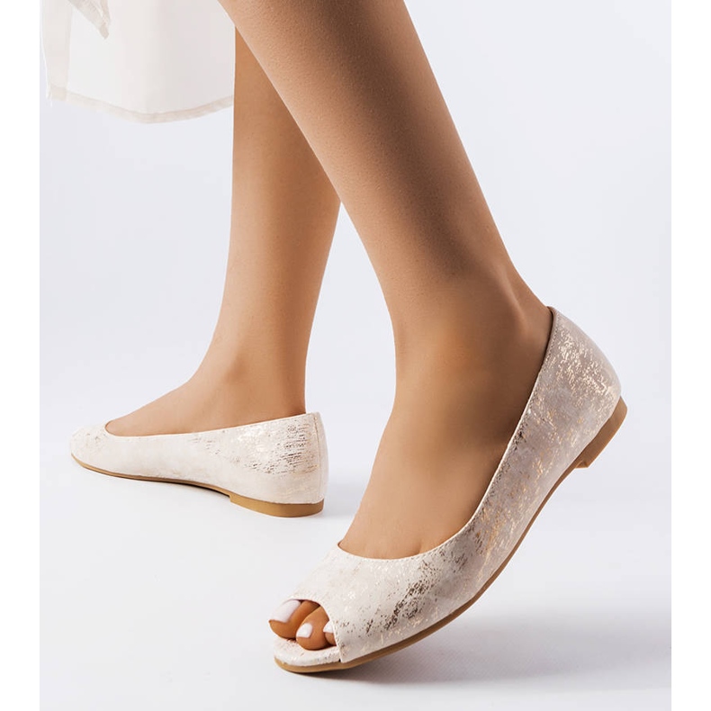 Bailarinas doradas con puntera abierta de Lesage dorado 1