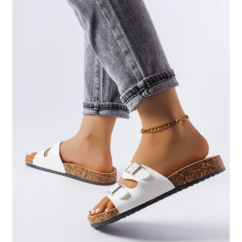 Chanclas con suela de corcho blanco Cincinna 2