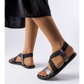 Sandalias negras con aplicación metálica de Utica negro 1