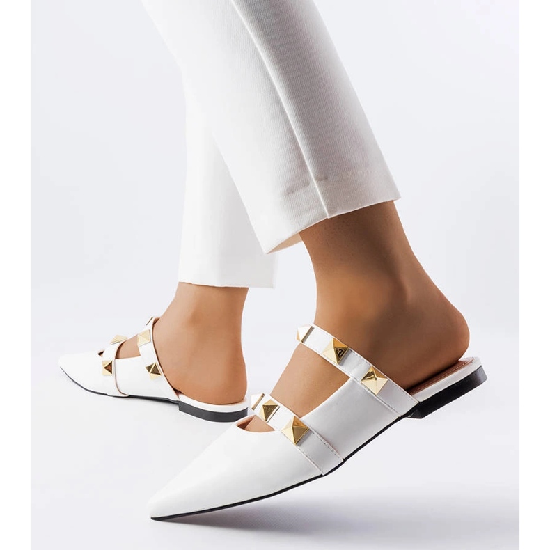 Sandalias blancas con punta en punta de Ruckman blanco 1