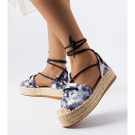 Alpargatas con plataforma y cordones negras de Duffet negro 1