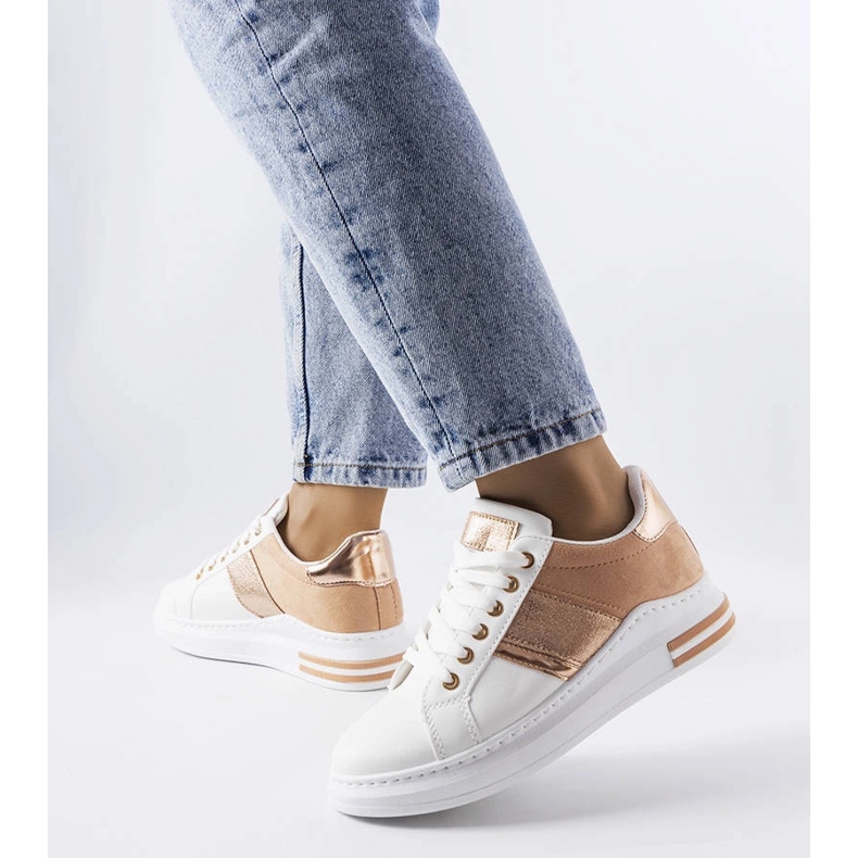 Zapatillas blancas con inserciones rosas de Deans blanco 1