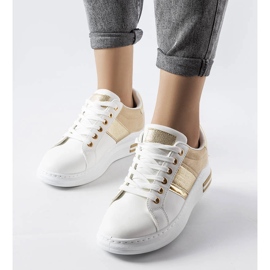 Zapatillas blancas con inserciones beige de Deans blanco 1