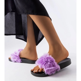 Pantuflas moradas con pelo de Genevre violeta 1