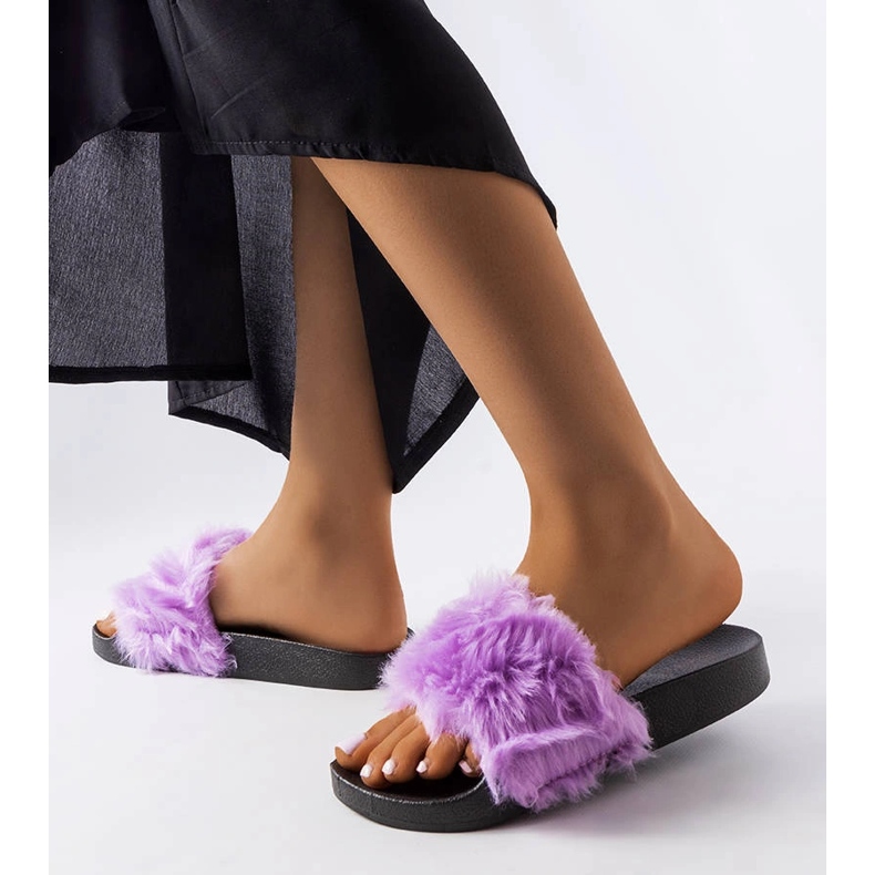 Pantuflas moradas con pelo de Genevre púrpura 1
