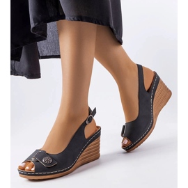 Sandalias de cuña negras de Sheridan negro 1