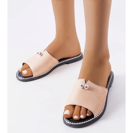 Sandalias rosas metalizadas con perlas de Frederi rosado 1