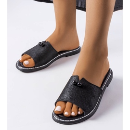 Sandalias negras metalizadas con perlas de Frederi negro 1