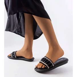 Chanclas negras con pedrería Anapor negro 2