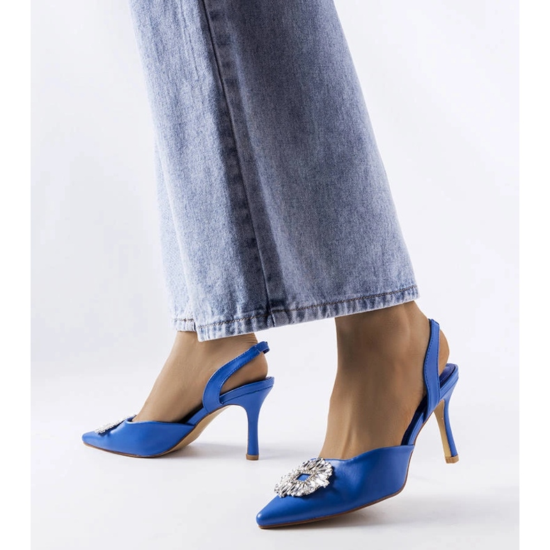 Zapatos de salón Moïse con pedrería azul 1