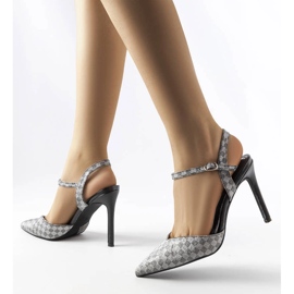 Zapatos de tacón negro damero brillante Gallia 1