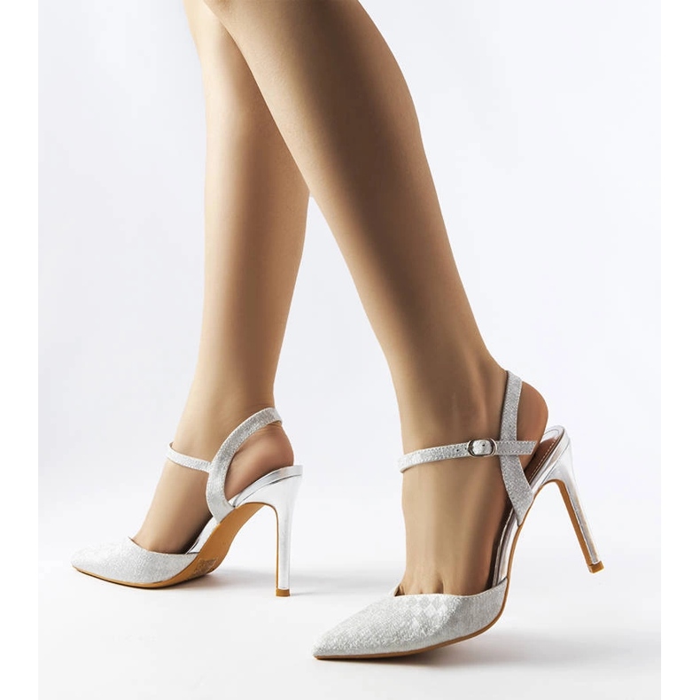 Tacones brillantes plateados Gallia plata 2
