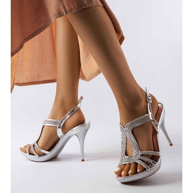 Inna Sandalias plateadas sobre pasador con circonitas de Rafe plata 1