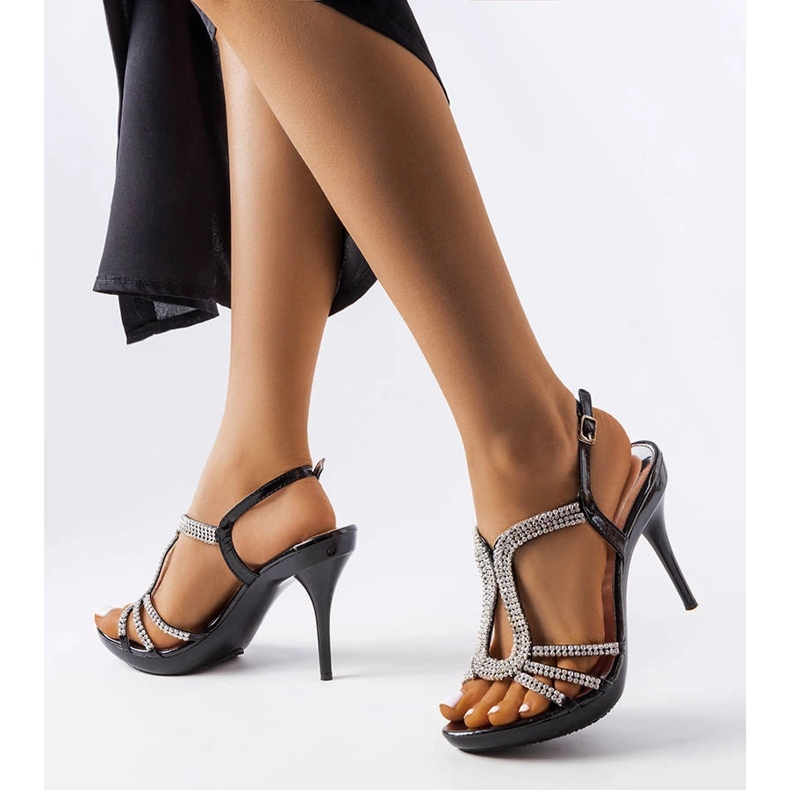 Sandalias de tacón alto con pedrería negras de Rafe negro 1 Sandalias de tacón alto con pedrería negras de Rafe negro 1