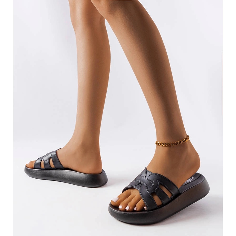 Chanclas Couert de goma negra negro 2