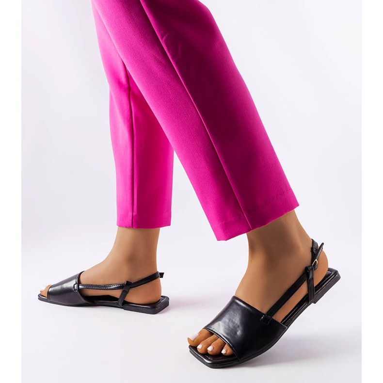 Sandalias de punta cuadrada negras de Locust negro 1