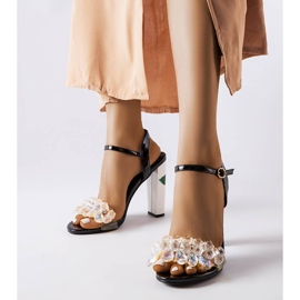 Inna Sandalias negras con cristales de Junction negro 1