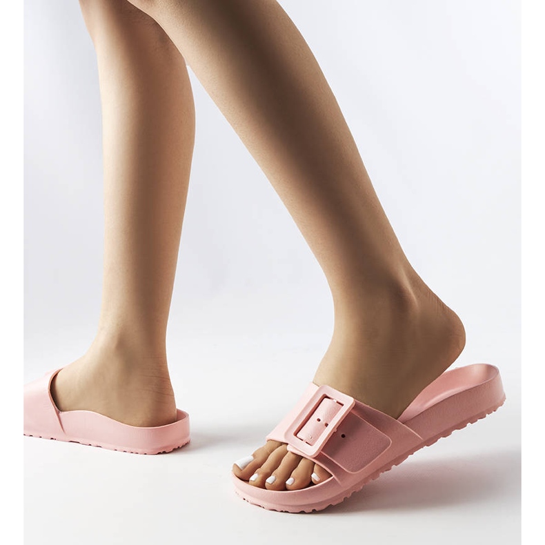 Chanclas de goma rosas con hebilla de Nelm rosado 2