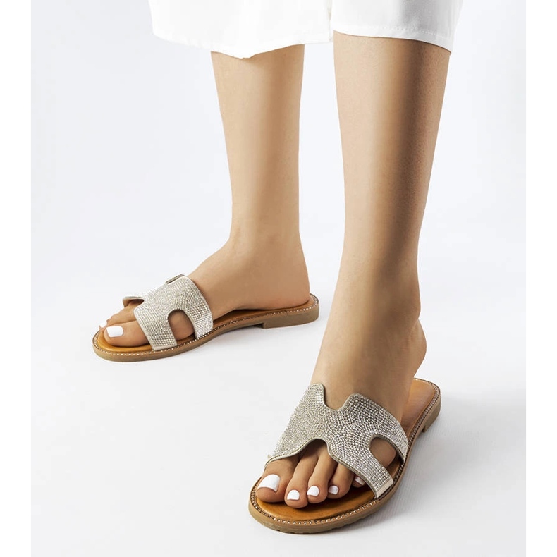 Chanclas plateadas con inserto de piel Lazure plata 1