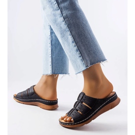 Chanclas jersey negras con cuña negro 1 Chanclas jersey negras con cuña negro 1