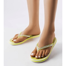 Chanclas con pedrería verde neón de Patrier 1