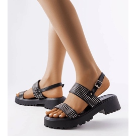 Sandalias negras decoradas con chorros Biloxi negro 1