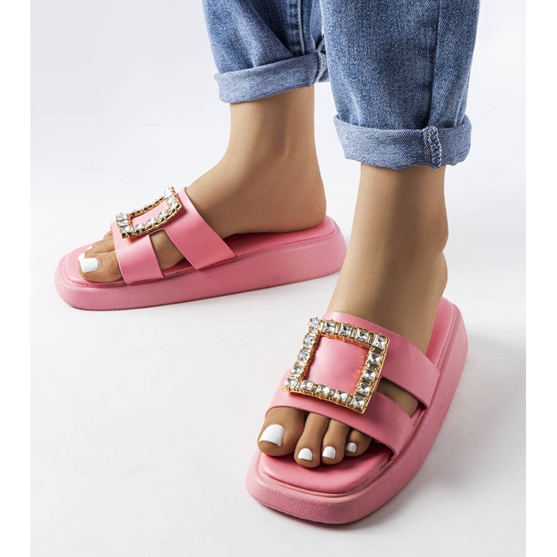 Chanclas Fusbert con strass rosa 1