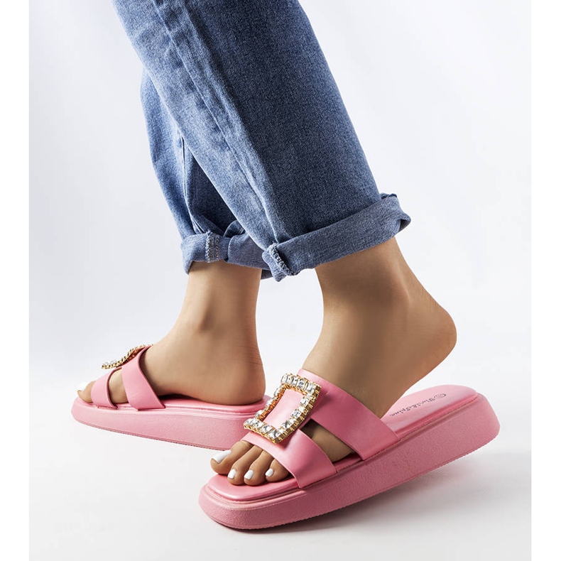 Chanclas Fusbert con strass rosa 2