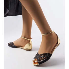 Sandalias negras caladas con circonitas de Aubrette negro 1