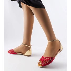 Sandalias rojas caladas con circonitas de Aubrette rojo 1