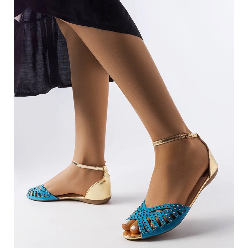 Sandalias Aubrette con pedrería azul 1 Sandalias Aubrette con pedrería azul 1