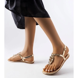 Sandalias doradas con circonitas de Larocque dorado 1