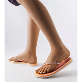 Chanclas Patrier naranja con pedrería 2 Chanclas Patrier naranja con pedrería 2