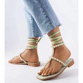 Sandalias verdes con perlas Graystone 1