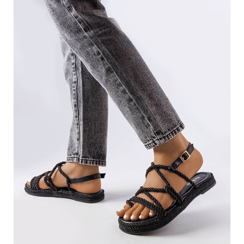 Sandalias trenzadas negras de Burwell negro 1