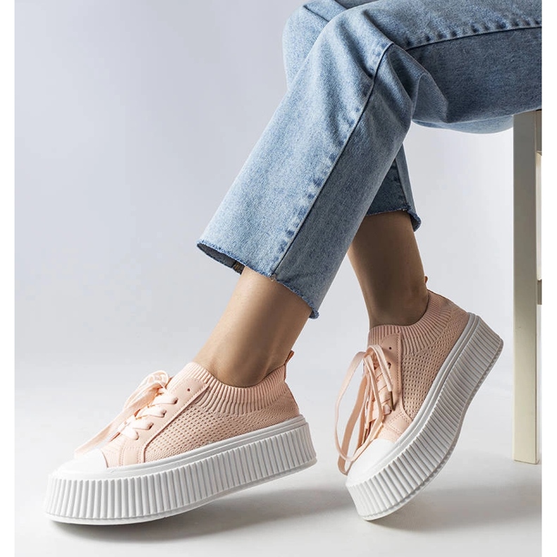 Deportivas de tejido rosa sobre plataforma Mallus 1