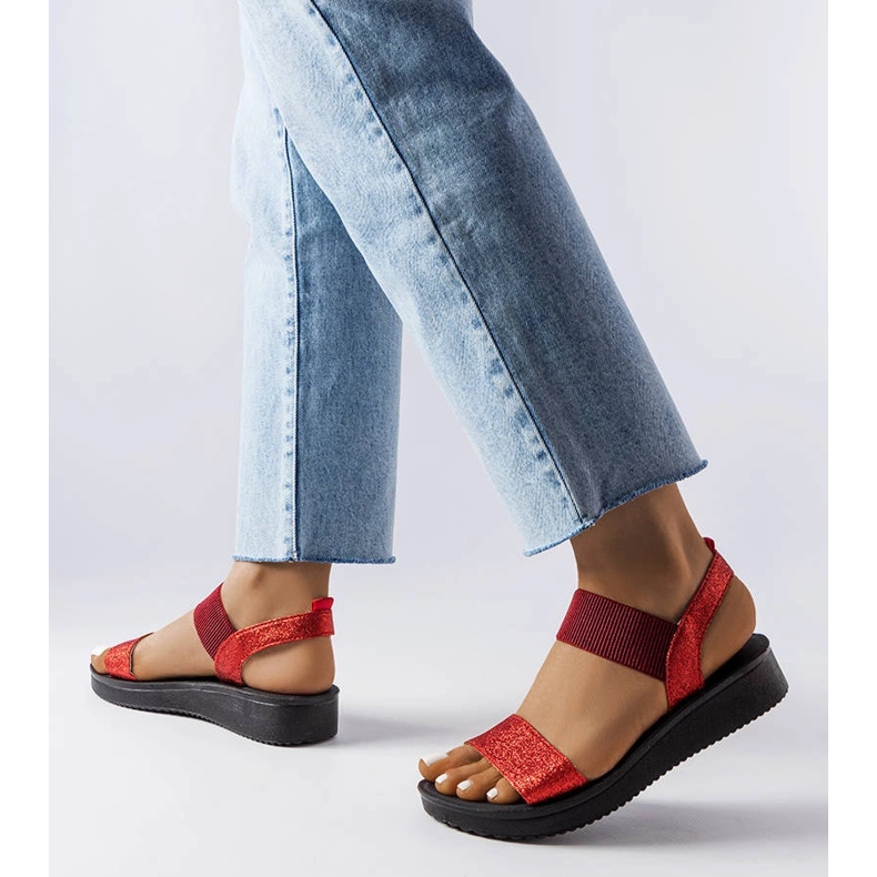 Sandalias rojas con purpurina de Amatous rojo 1