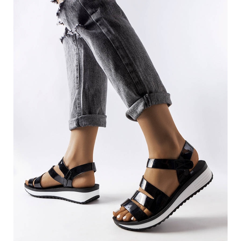 Sandalia plataforma lacada negra negro 1 Sandalia plataforma lacada negra negro 1
