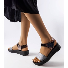 Sandalias cuña Blask grises negro 1