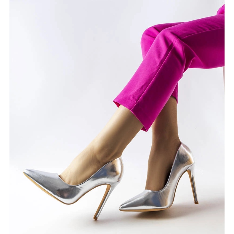 Zapatos de tacón Cabell plateado metalizado plata 1